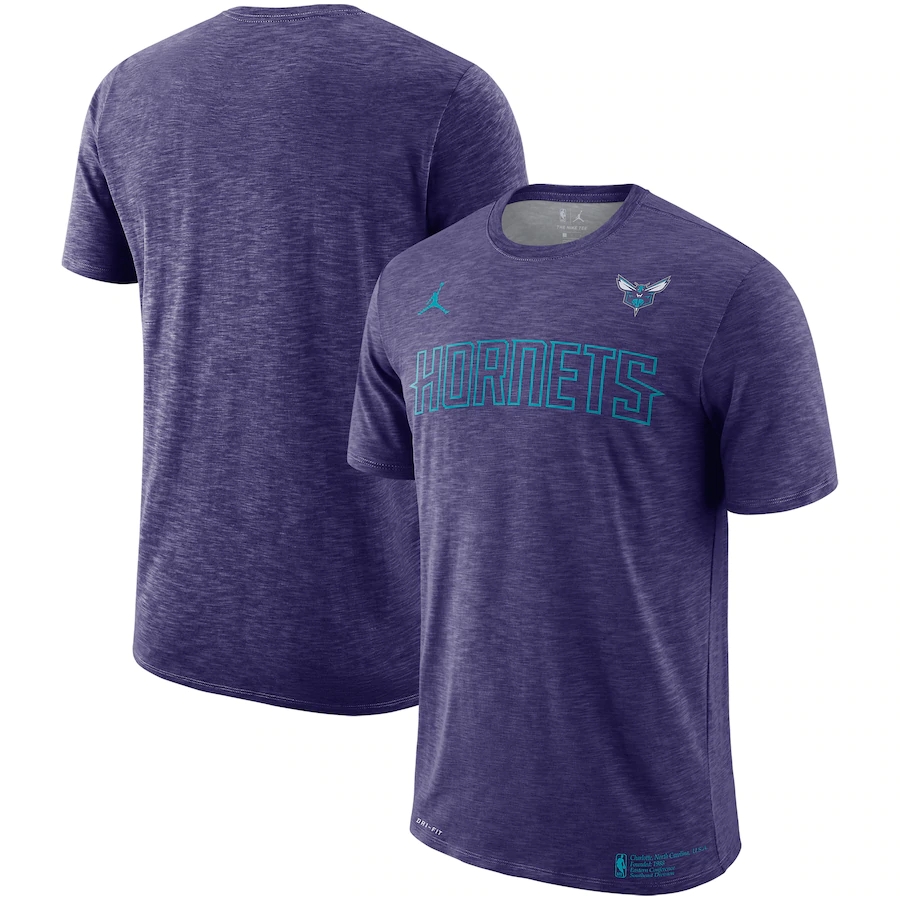 2020 NBA Men Nike Charlotte Hornets Heathered Purple Essential Facility Performance TShirt->nba hats->Sports Caps
